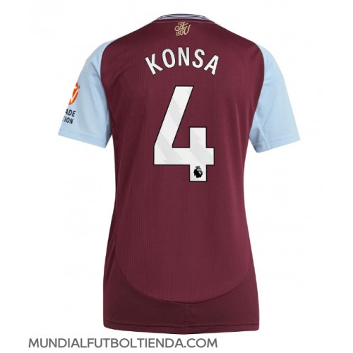 Camiseta Aston Villa Ezri Konsa #4 Primera Equipación Replica 2024-25 para mujer mangas cortas